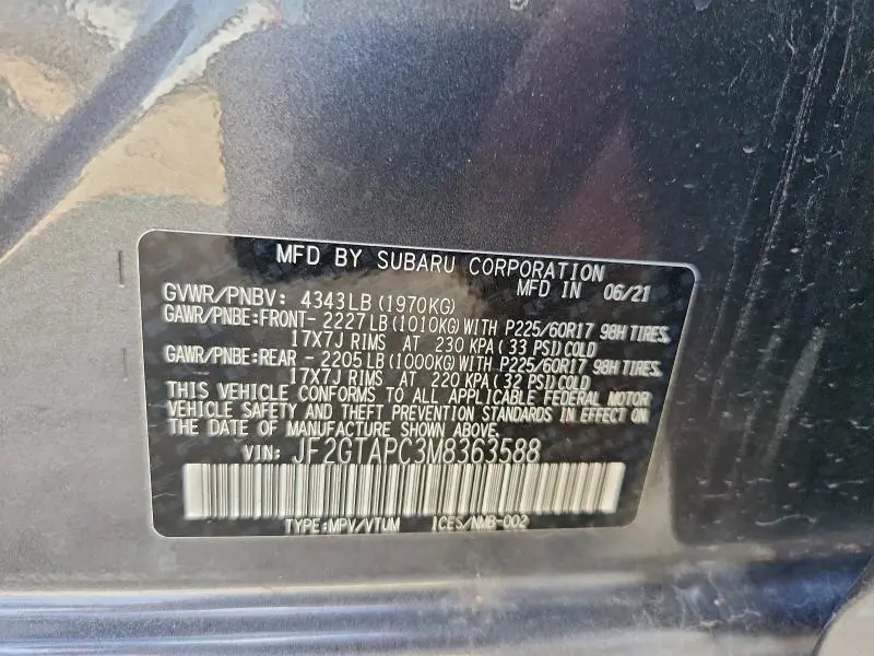 2021 SUBARU CROSSTREK PREMIUM  