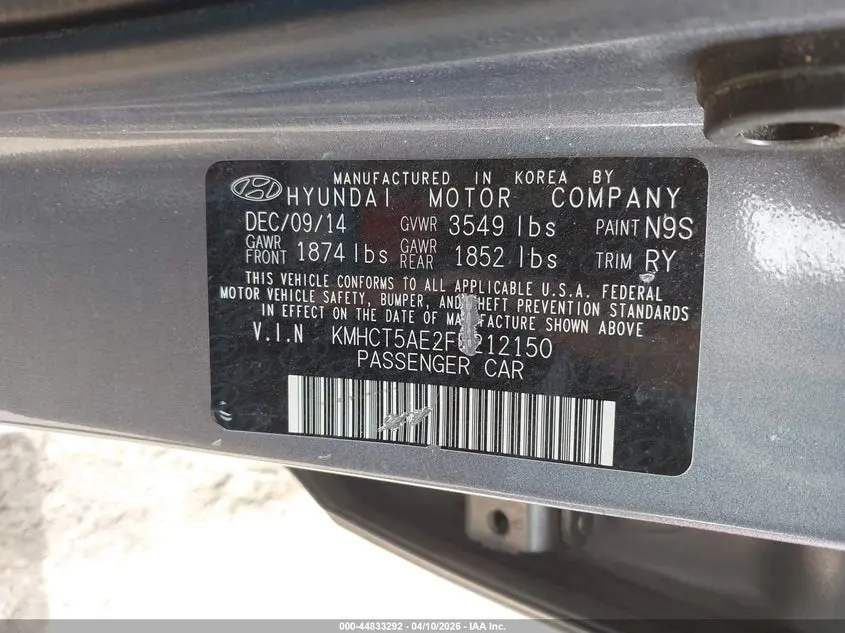 2015 HYUNDAI ACCENT GS