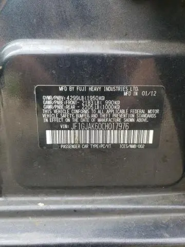 2012 SUBARU IMPREZA LIMITED  