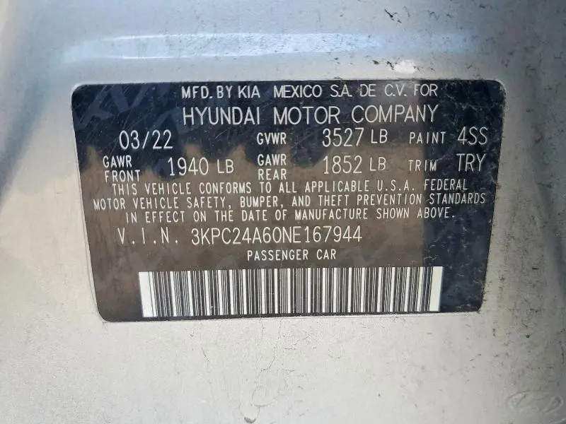 2022 HYUNDAI ACCENT SE  