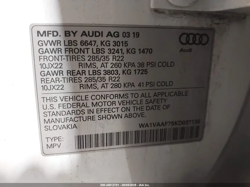 2019 AUDI Q7 55 PREMIUM