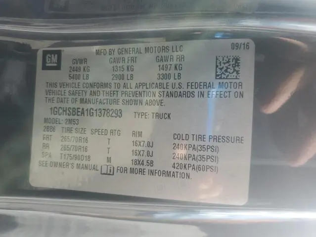 2016 CHEVROLET COLORADO   