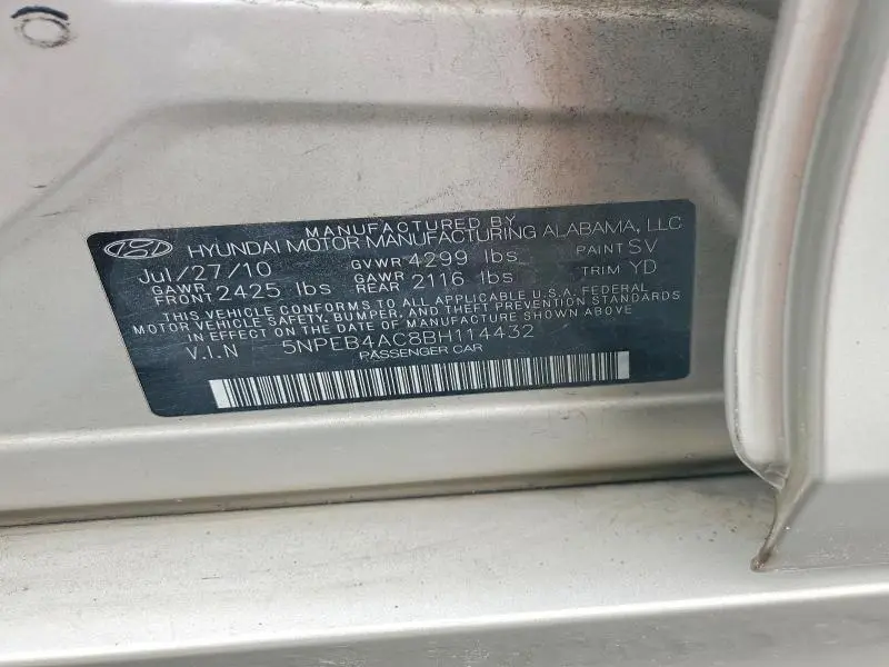 2011 HYUNDAI SONATA GLS  