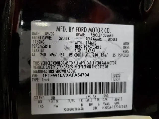 2010 FORD F150 SUPERCREW  