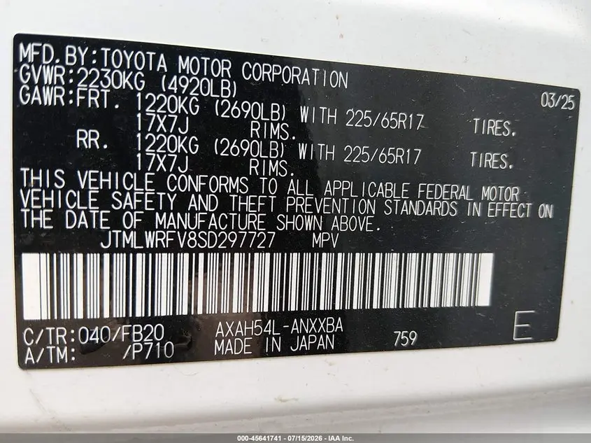 2025 TOYOTA RAV4 HYBRID LE