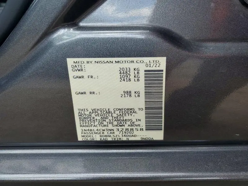 2022 NISSAN ALTIMA SR  