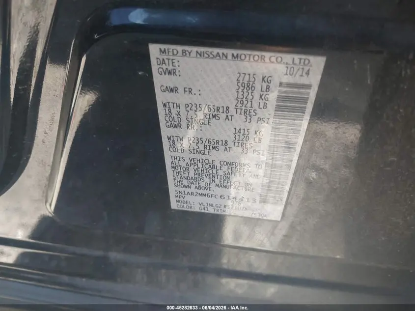 2015 NISSAN PATHFINDER SL
