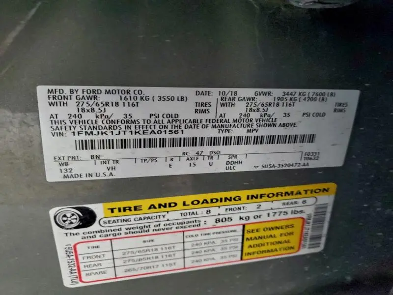 2019 FORD EXPEDITION MAX XLT  