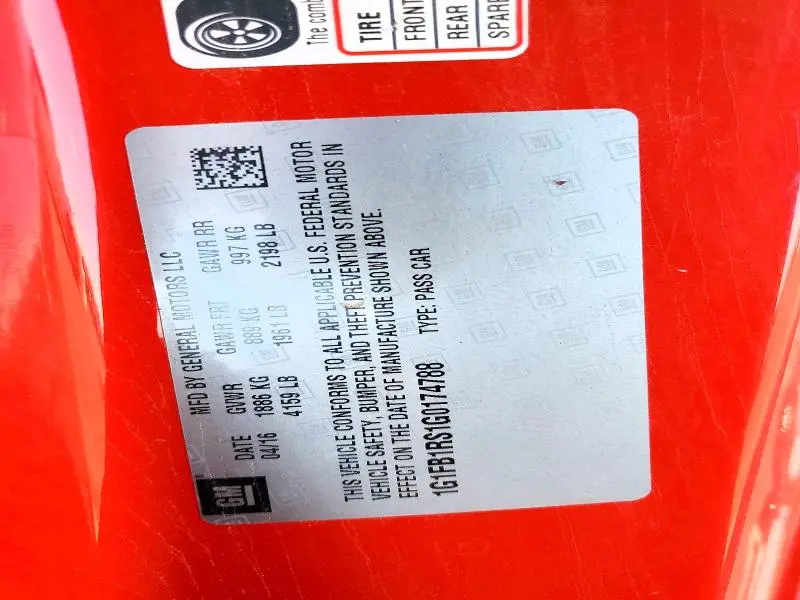 2016 CHEVROLET CAMARO LT  