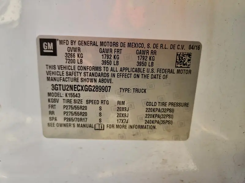 2016 GMC SIERRA K1500 SLT  