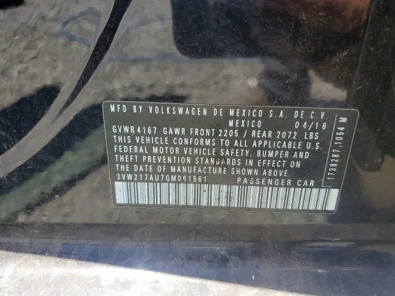2016 VOLKSWAGEN GOLF S  