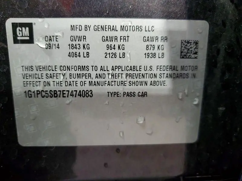 2014 CHEVROLET CRUZE LT  