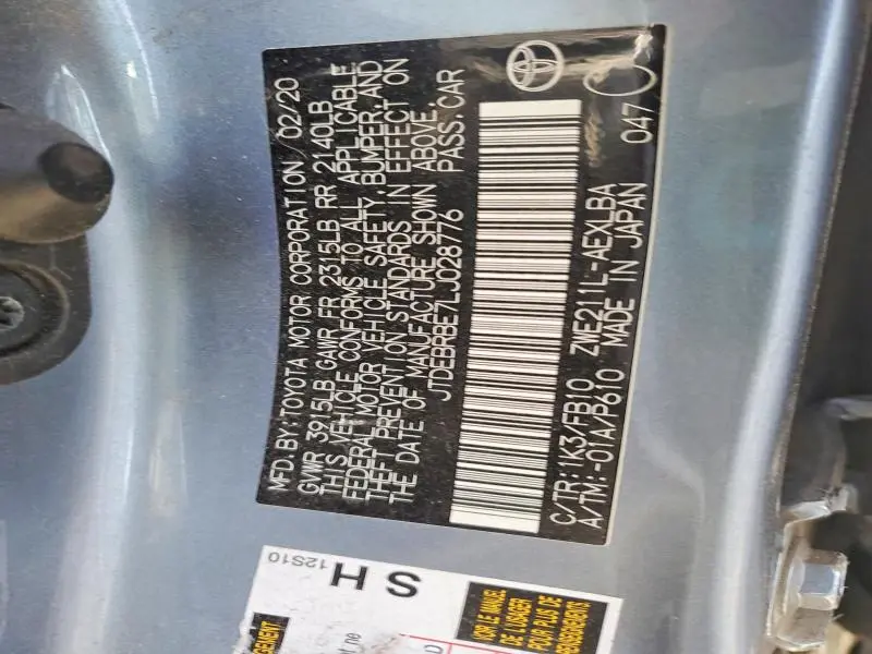 2020 TOYOTA COROLLA LE  