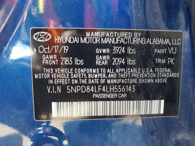 2020 HYUNDAI ELANTRA SEL  