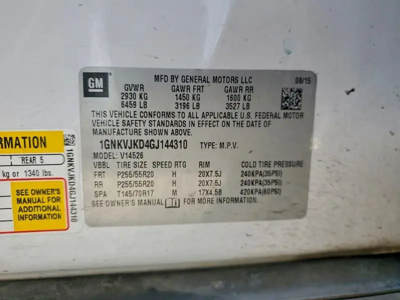 2016 CHEVROLET TRAVERSE LTZ  