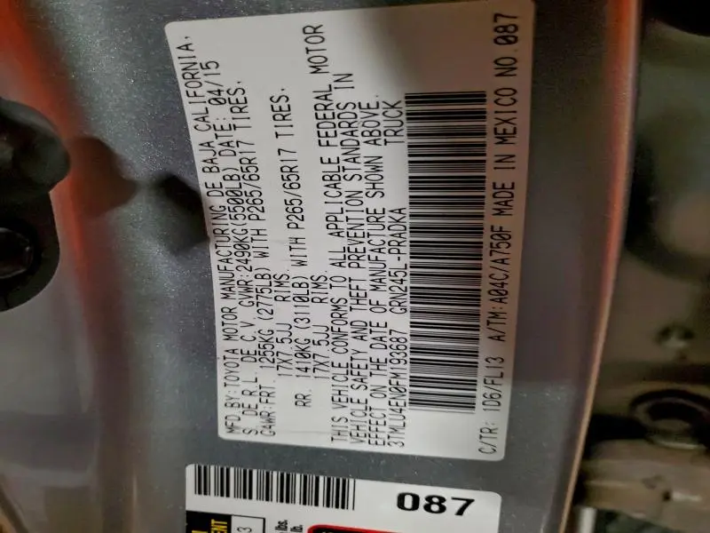 2015 TOYOTA TACOMA DOUBLE CAB  