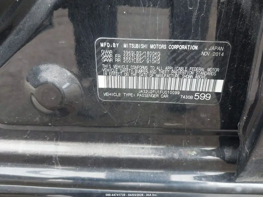 2015 MITSUBISHI LANCER ES