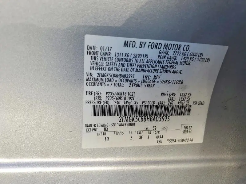 2017 FORD FLEX LIMITED  