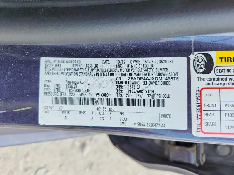 2013 FORD FIESTA   