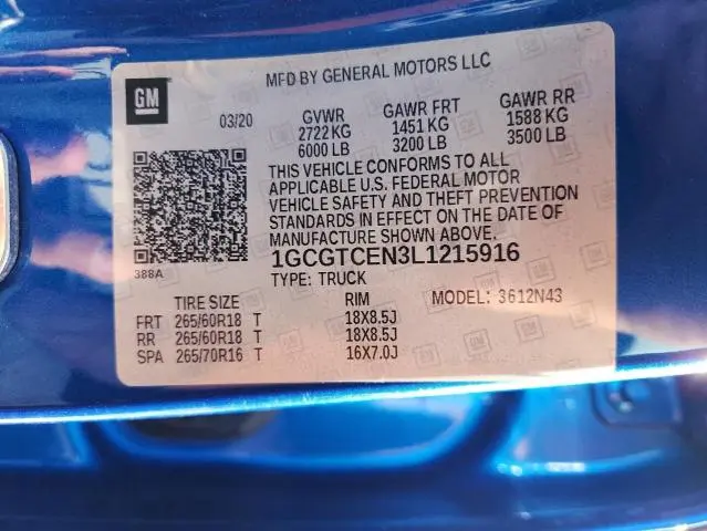 2020 CHEVROLET COLORADO LT  