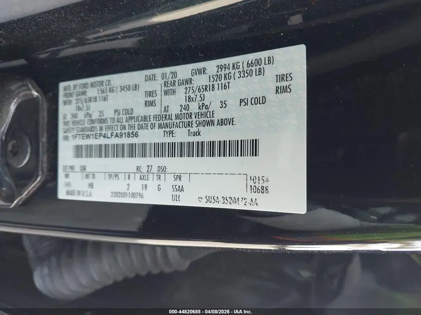 2020 FORD F-150 LARIAT