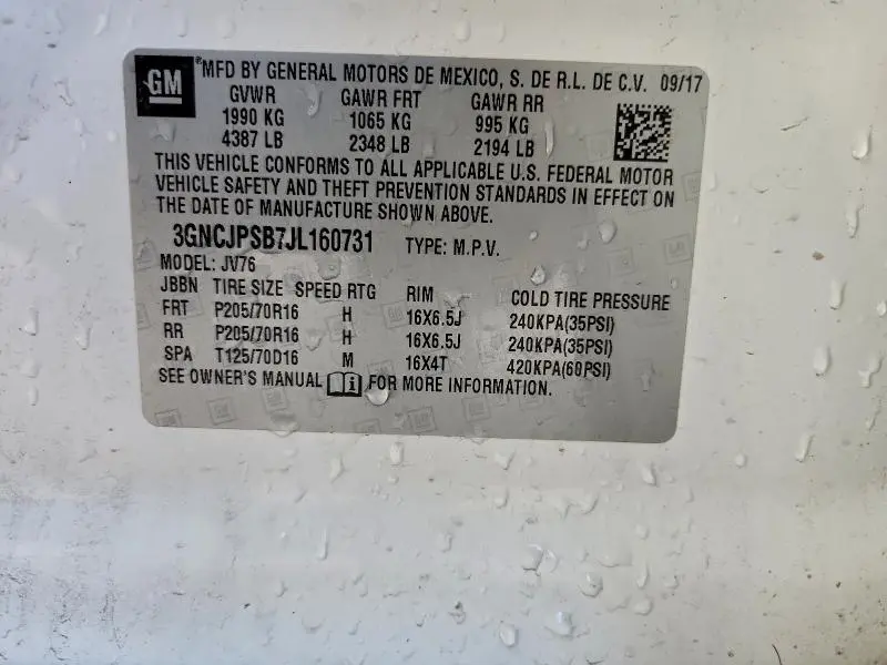 2018 CHEVROLET TRAX 1LT  