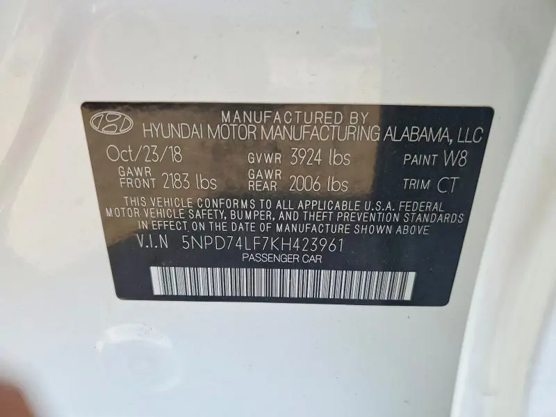 2019 HYUNDAI ELANTRA SE  