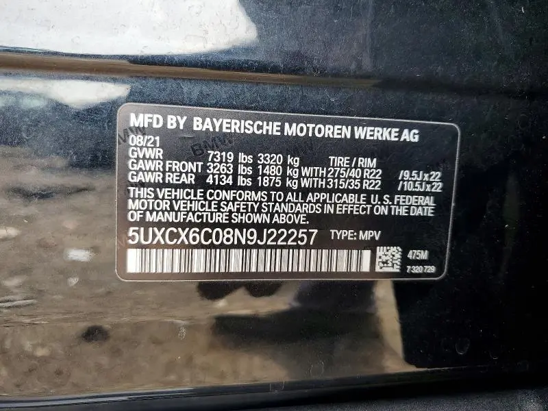 2022 BMW X7 M50I  