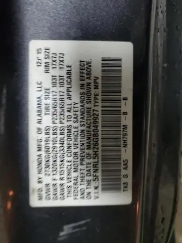 2016 HONDA ODYSSEY LX  