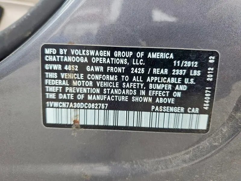 2013 VOLKSWAGEN PASSAT SEL  