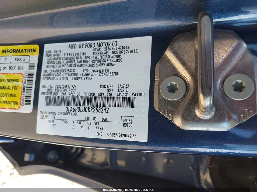 2019 FORD FUSION HYBRID SE
