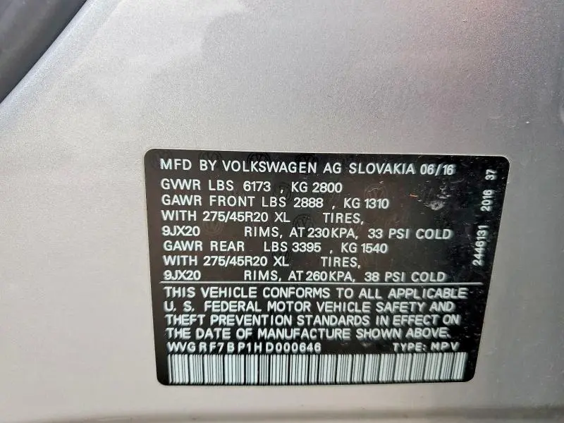 2017 VOLKSWAGEN TOUAREG WOLFSBURG  