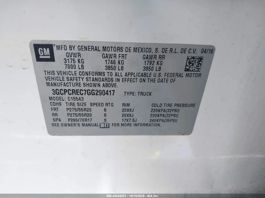 2016 CHEVROLET SILVERADO 1500 1LT