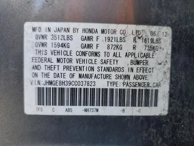 2012 HONDA FIT 
