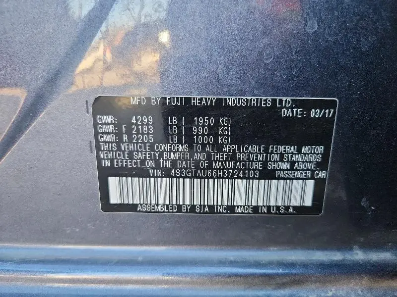 2017 SUBARU IMPREZA LIMITED  