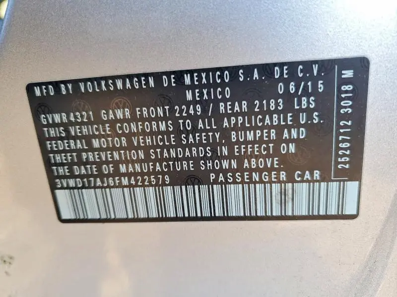 2015 VOLKSWAGEN JETTA SE  