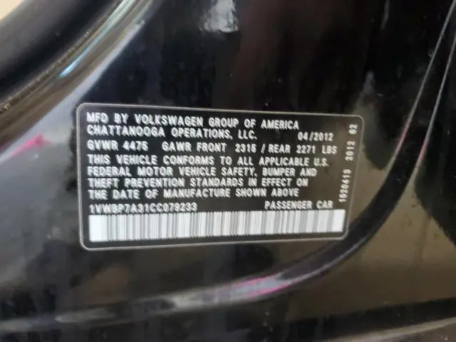 2012 VOLKSWAGEN PASSAT SE