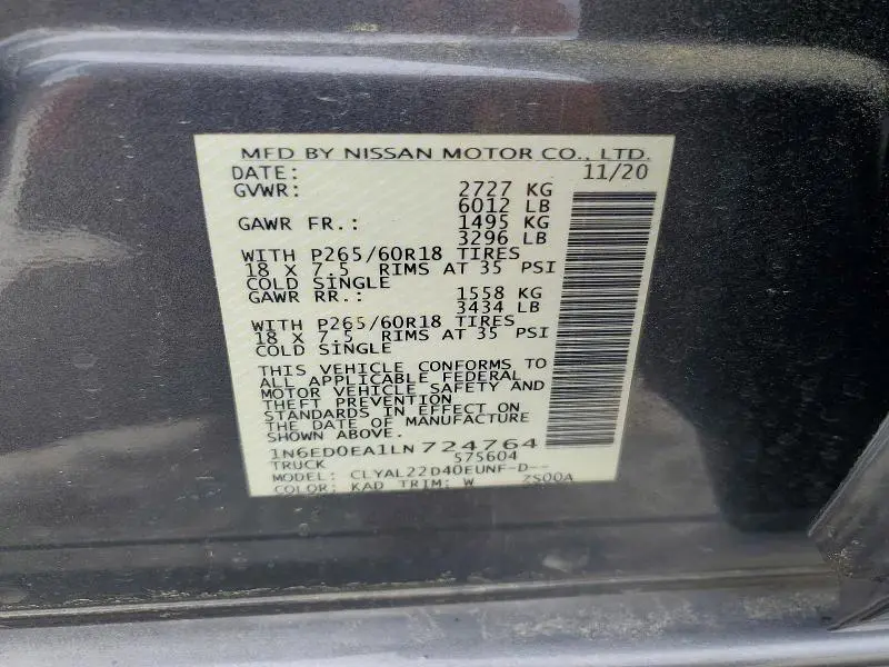2020 NISSAN FRONTIER SV  