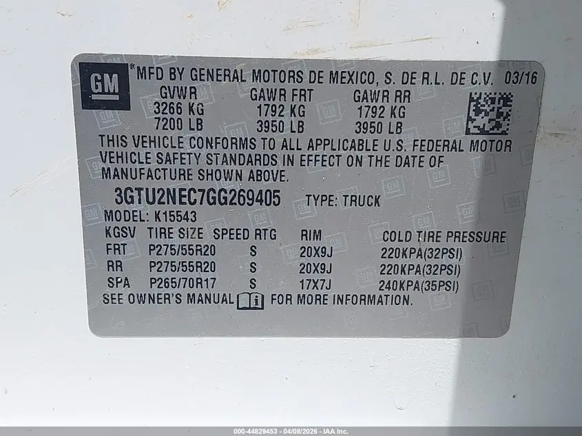 2016 GMC SIERRA 1500 SLT