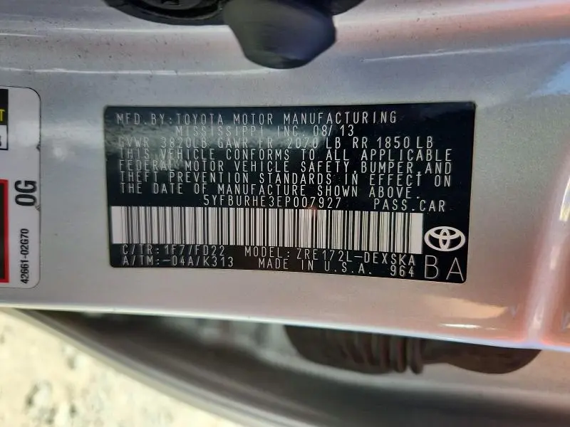 2014 TOYOTA COROLLA L  
