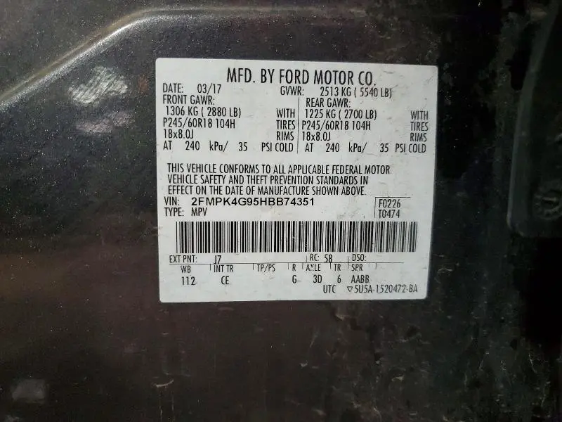 2017 FORD EDGE SE  