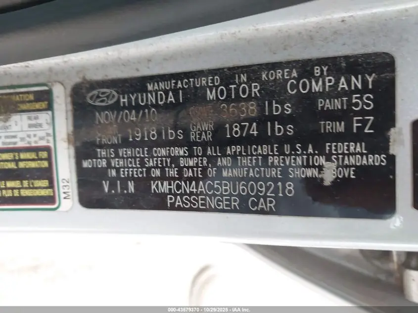 2011 HYUNDAI ACCENT GLS