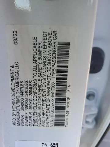 2022 HONDA ACCORD HYBRID SPORT  