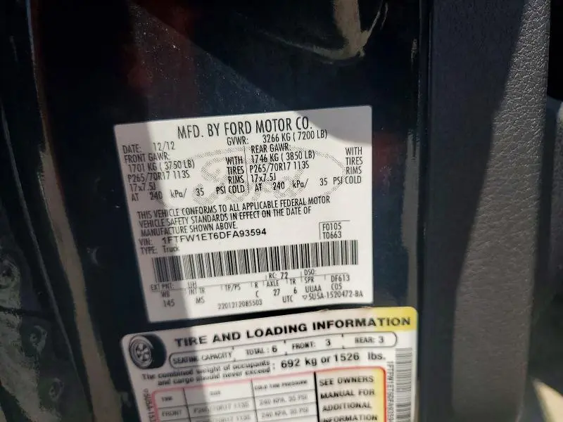 2013 FORD F150 SUPERCREW  