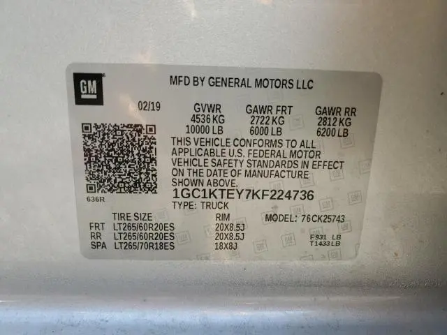 2019 CHEVROLET SILVERADO K2500 HEAVY DUTY LTZ  