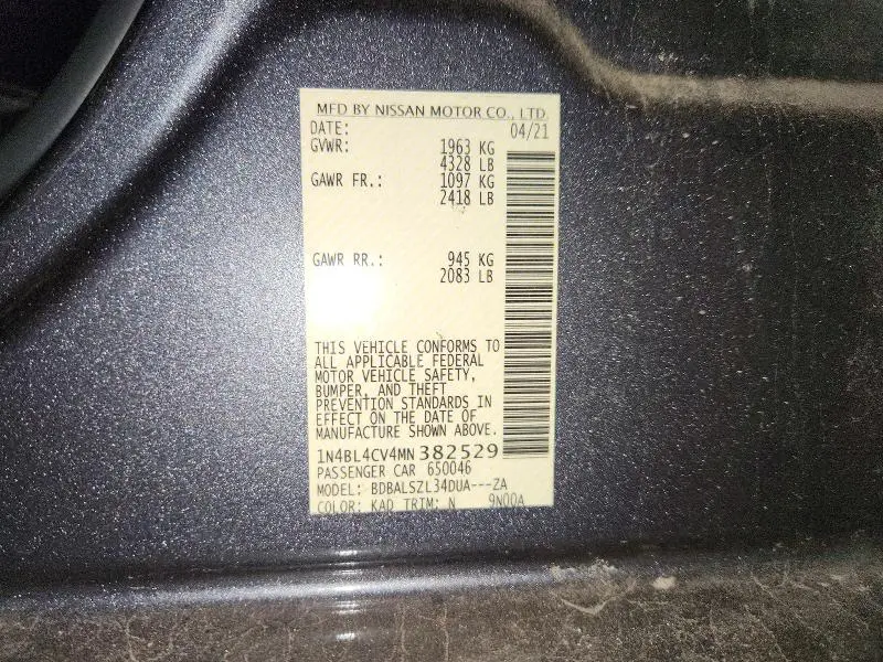 2021 NISSAN ALTIMA 2.5 SR  