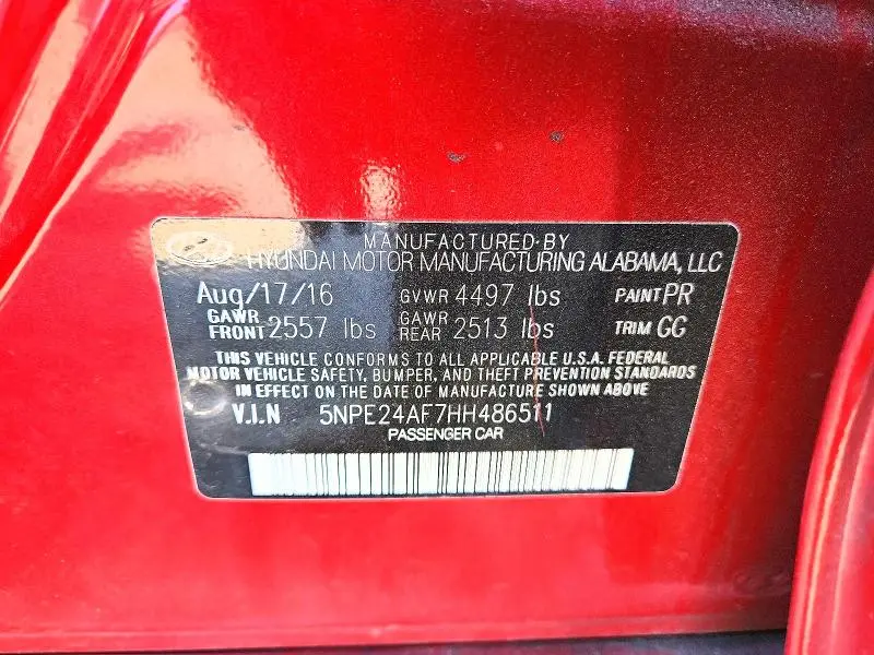 2017 HYUNDAI SONATA SE  