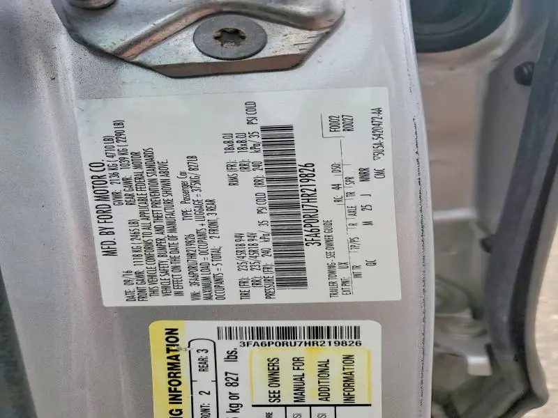 2017 FORD FUSION TITANIUM HEV  