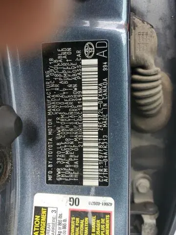 2019 TOYOTA COROLLA L  