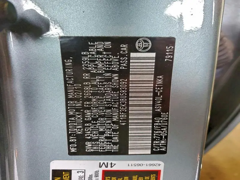 2011 TOYOTA CAMRY BASE  